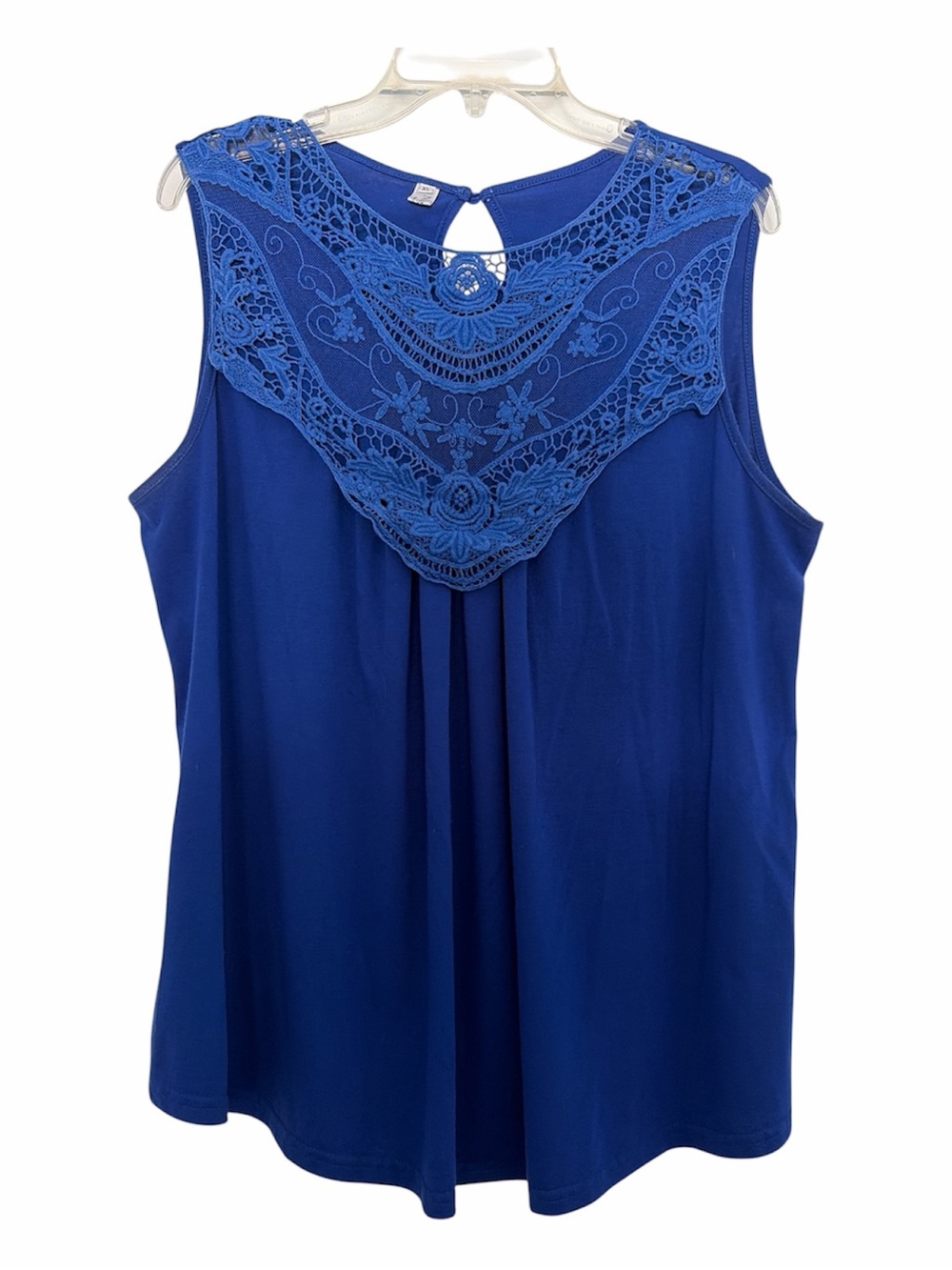 Cobalt Blue Crochet Yoke Sleeveless Tank